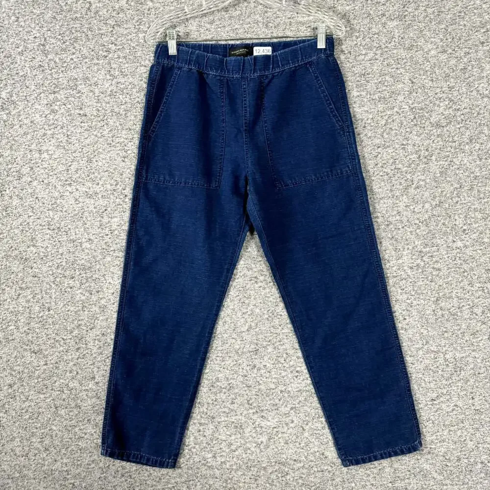 Banana Republic Women's Size XS Blue Linen Blend Pull On Slim Leg Pants
